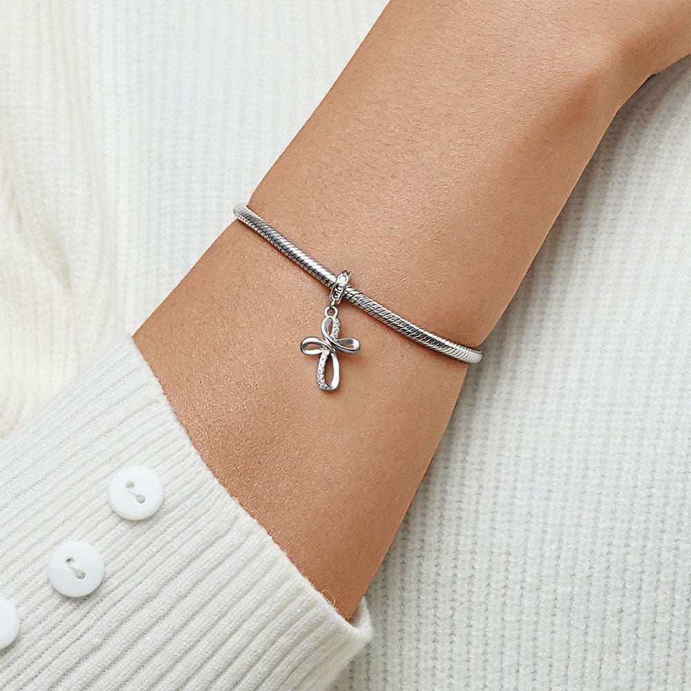 Gnoce Eternal Ribbon Cross Pendant Dangle Charm_5