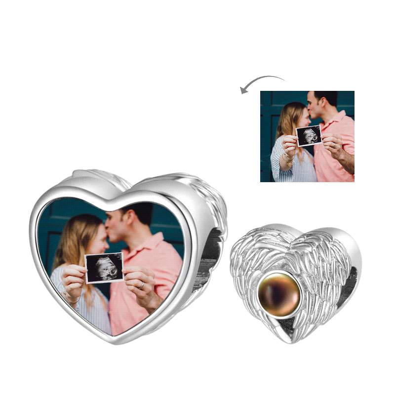 Gnoce Angel Wings Mood Personalized Photo Charm Platinum-plated Silver Blend_1