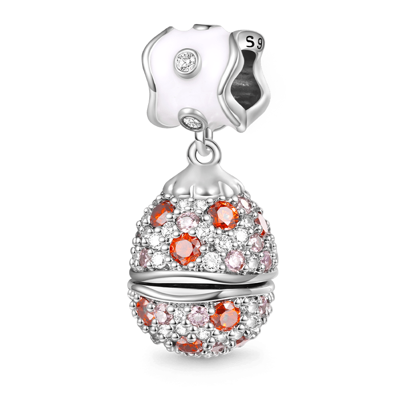 Gnoce Rabbit in Egg Easter Gift Charm Platinum-plated Silver Blend_2