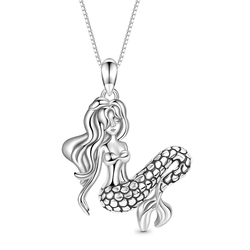 Gnoce Sleeping Mermaid Necklace Platinum-plated Silver Blend_1