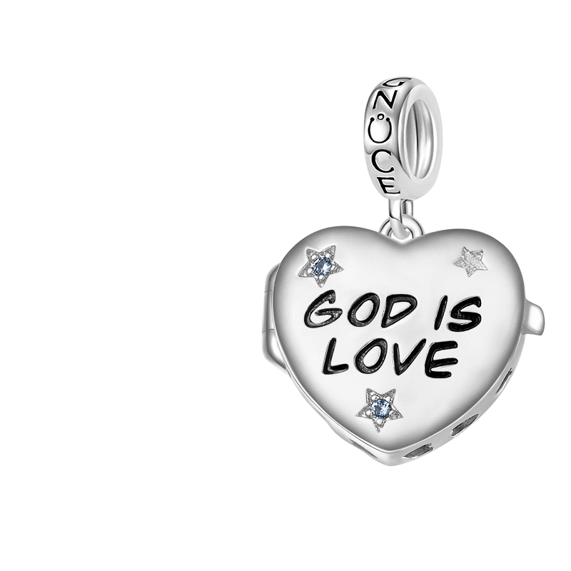 Gnoce "God is Love" Heart Personalized Charm Platinum-plated Silver Blend_1
