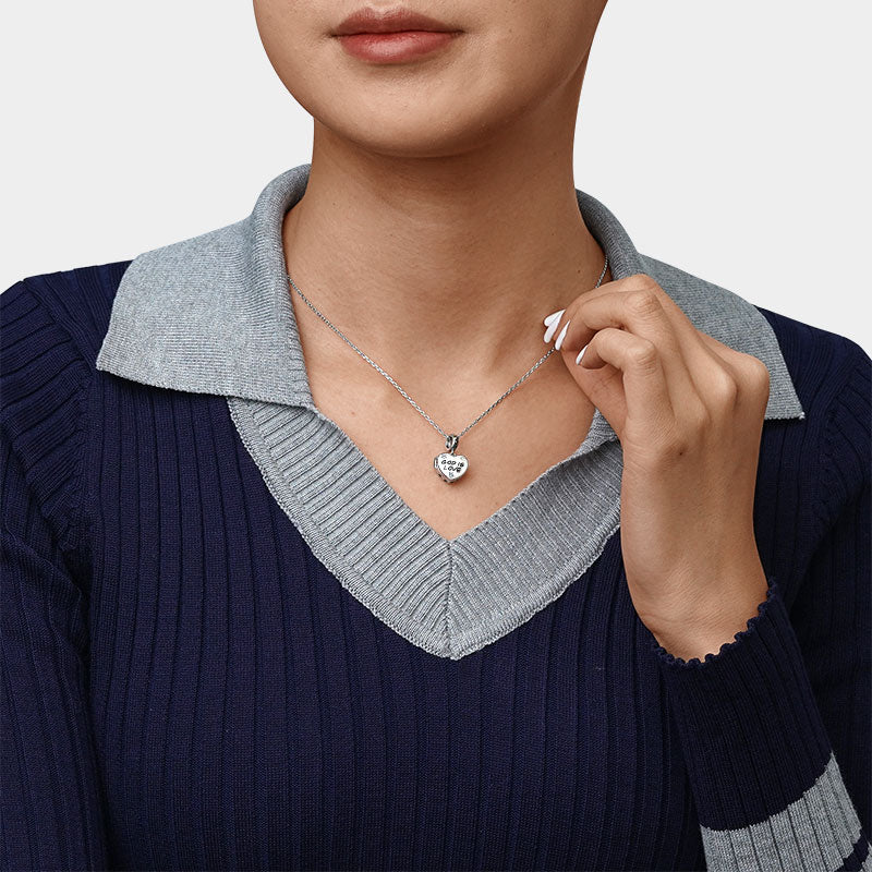 Gnoce "God is Love" Heart Personalized Charm Platinum-plated Silver Blend_4