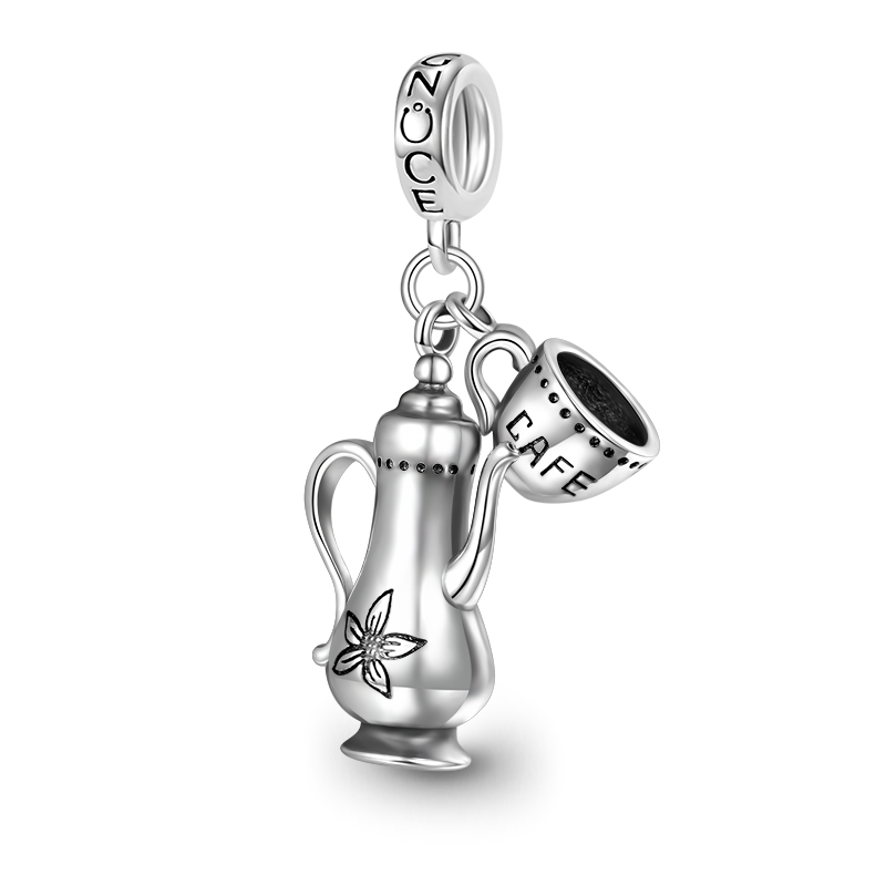 Gnoce Distressed Coffee Pot Pendant Platinum-plated Silver Blend_1