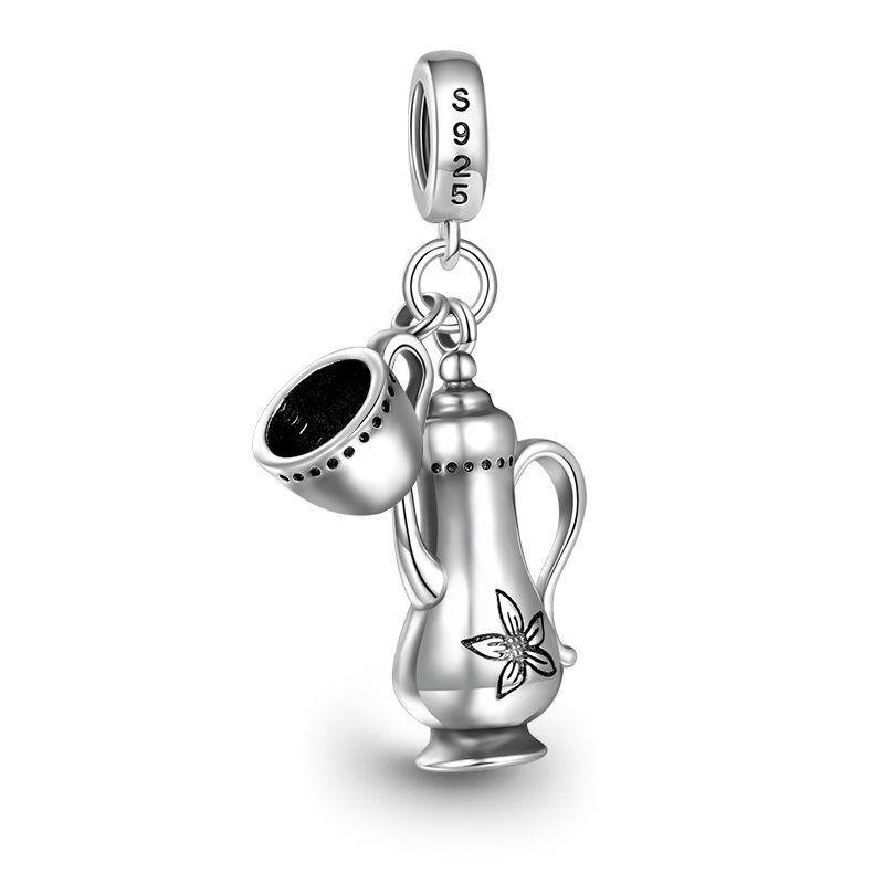 Gnoce Distressed Coffee Pot Pendant Platinum-plated Silver Blend_2