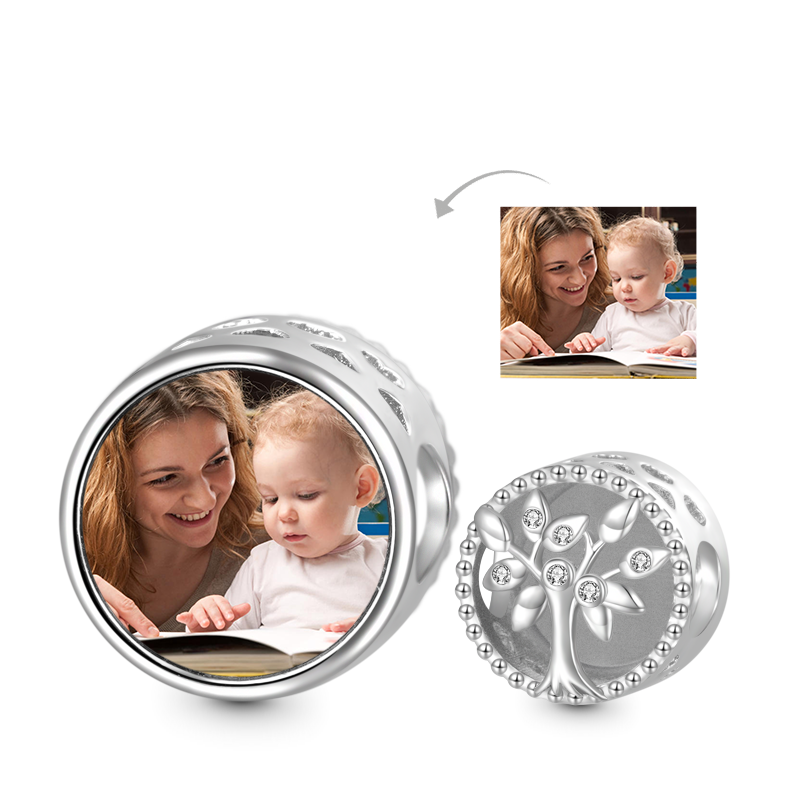 Gnoce Family Tree Personalized Photo Charm Platinum-plated Silver Blend_1