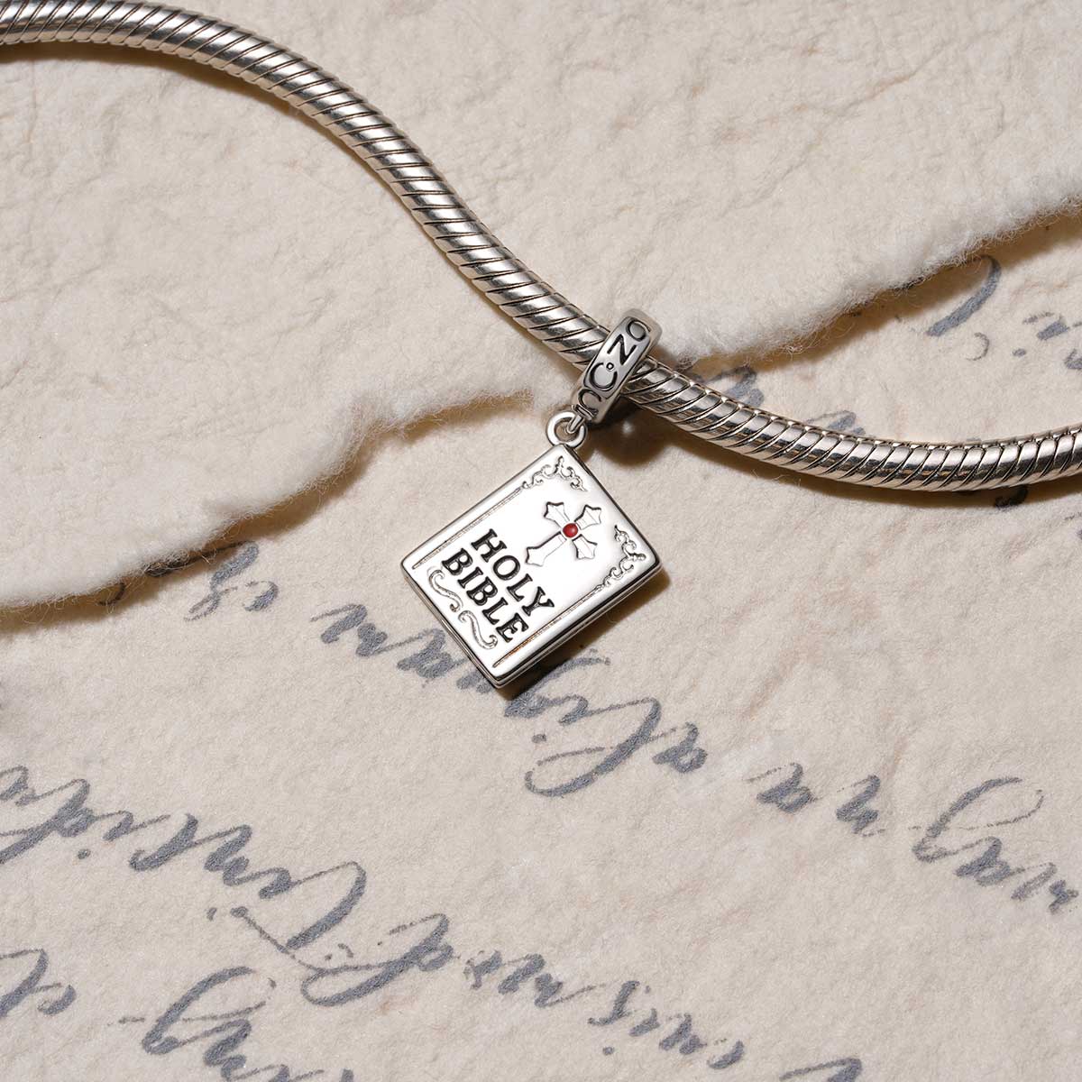 Gnoce Faithful Holy Bible Charm Platinum-plated Silver Blend_3