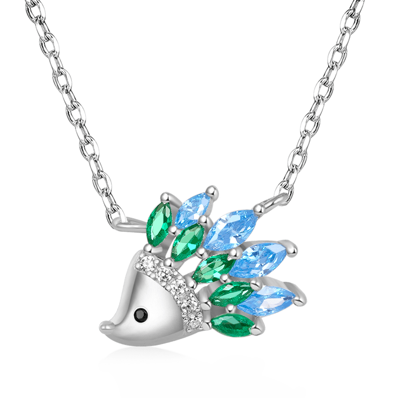 Gnoce Sparkling Hedgehog Necklace Platinum-plated Silver Blend_1