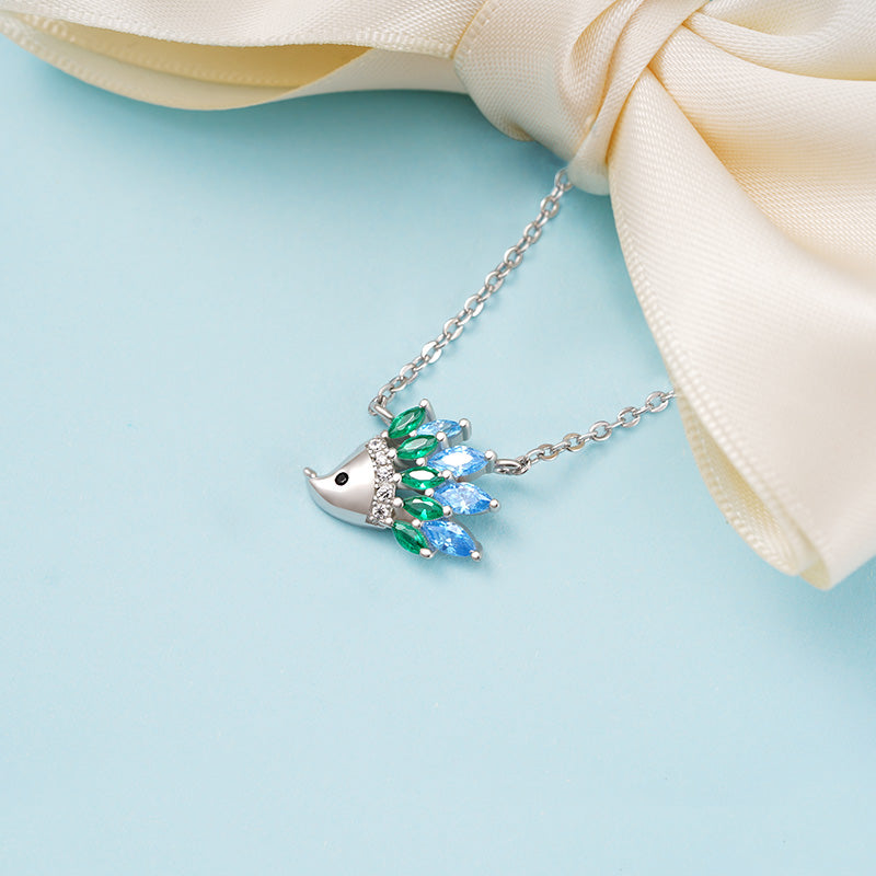 Gnoce Sparkling Hedgehog Necklace Platinum-plated Silver Blend_3