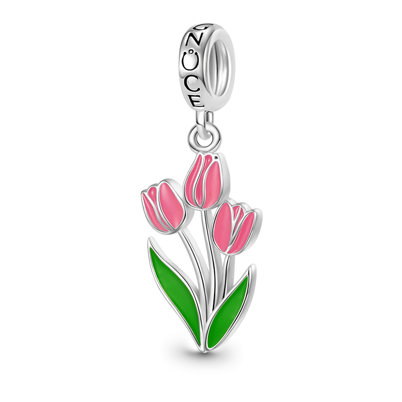 Gnoce Blooming Tulip Charm Platinum-plated Silver Blend_1