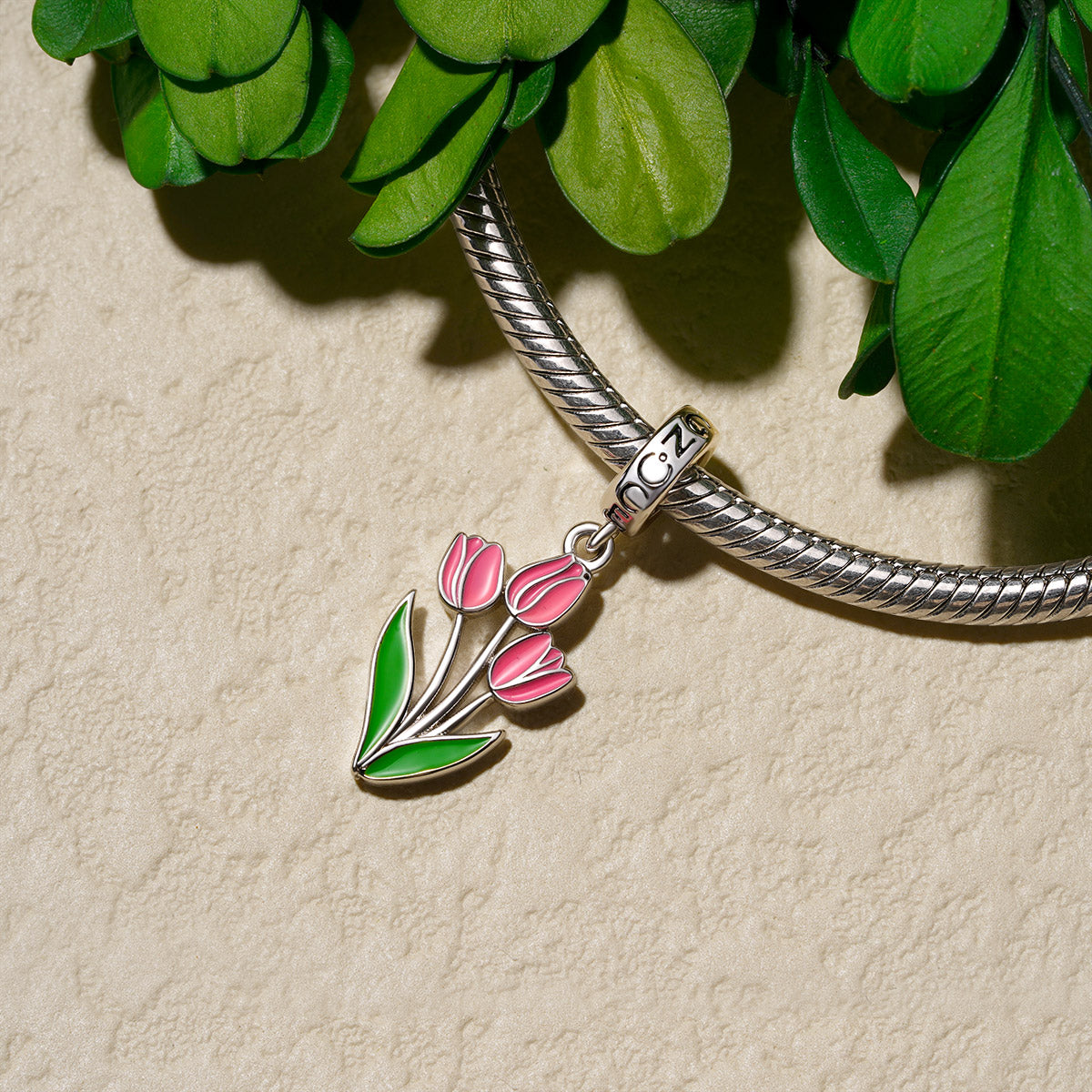 Gnoce Blooming Tulip Charm Platinum-plated Silver Blend_3