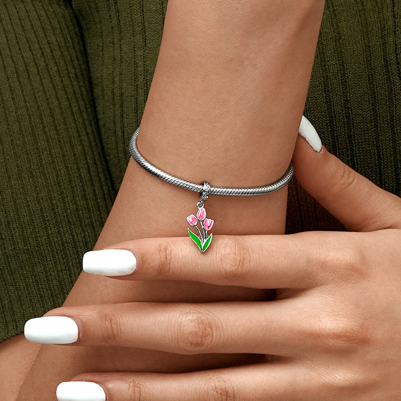 Gnoce Blooming Tulip Charm Platinum-plated Silver Blend_5