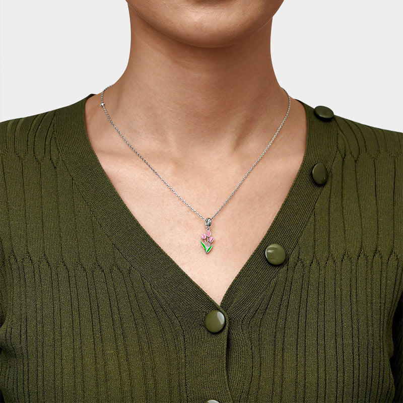 Gnoce Blooming Tulip Charm Platinum-plated Silver Blend_6