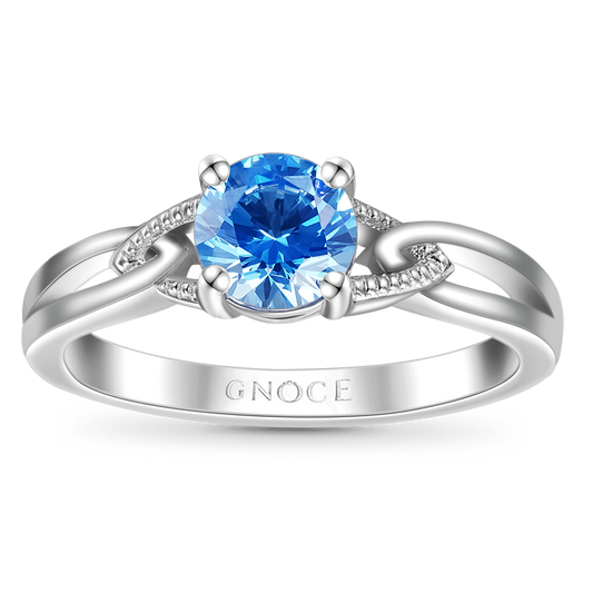 Gnoce Classic Blue Round Cut Promise Ring_1