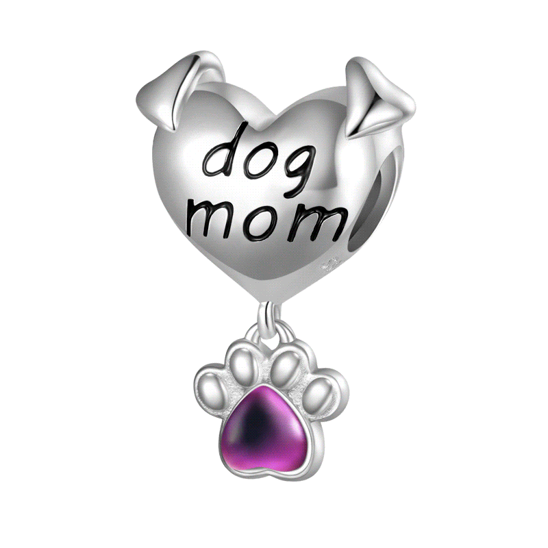 Gnoce Pet Dog Mom Paw Mood Charm Platinum-plated Silver Blend_1