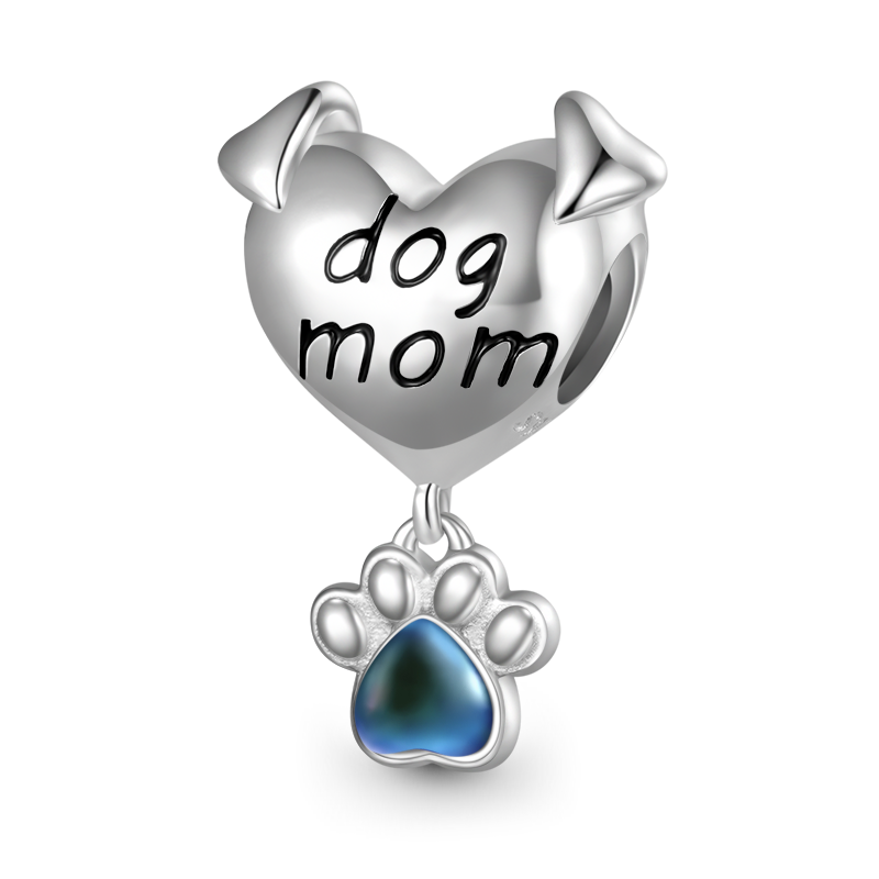 Gnoce Pet Dog Mom Paw Mood Charm Platinum-plated Silver Blend_2