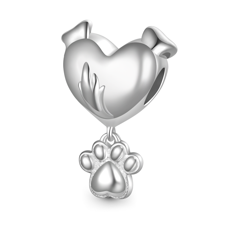 Gnoce Pet Dog Mom Paw Mood Charm Platinum-plated Silver Blend_3