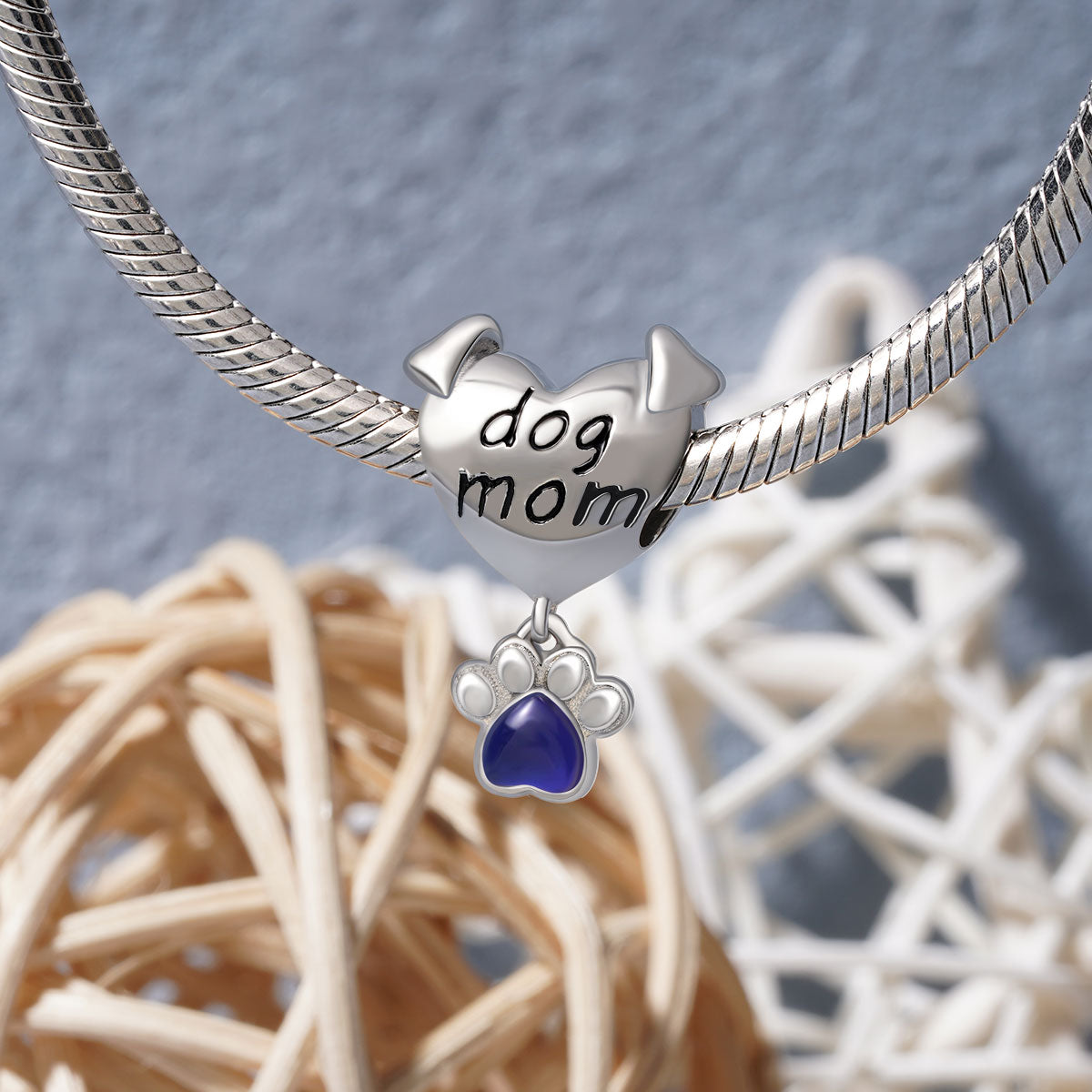 Gnoce Pet Dog Mom Paw Mood Charm Platinum-plated Silver Blend_4