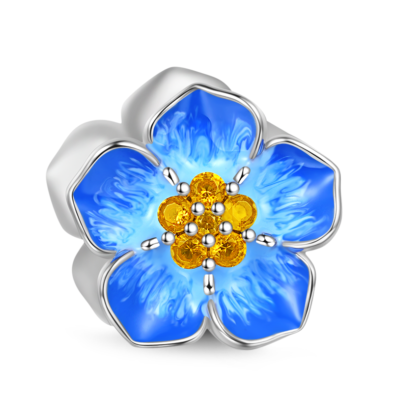 Gnoce Blue Forget-Me-Not Charm Platinum-plated Silver Blend_2