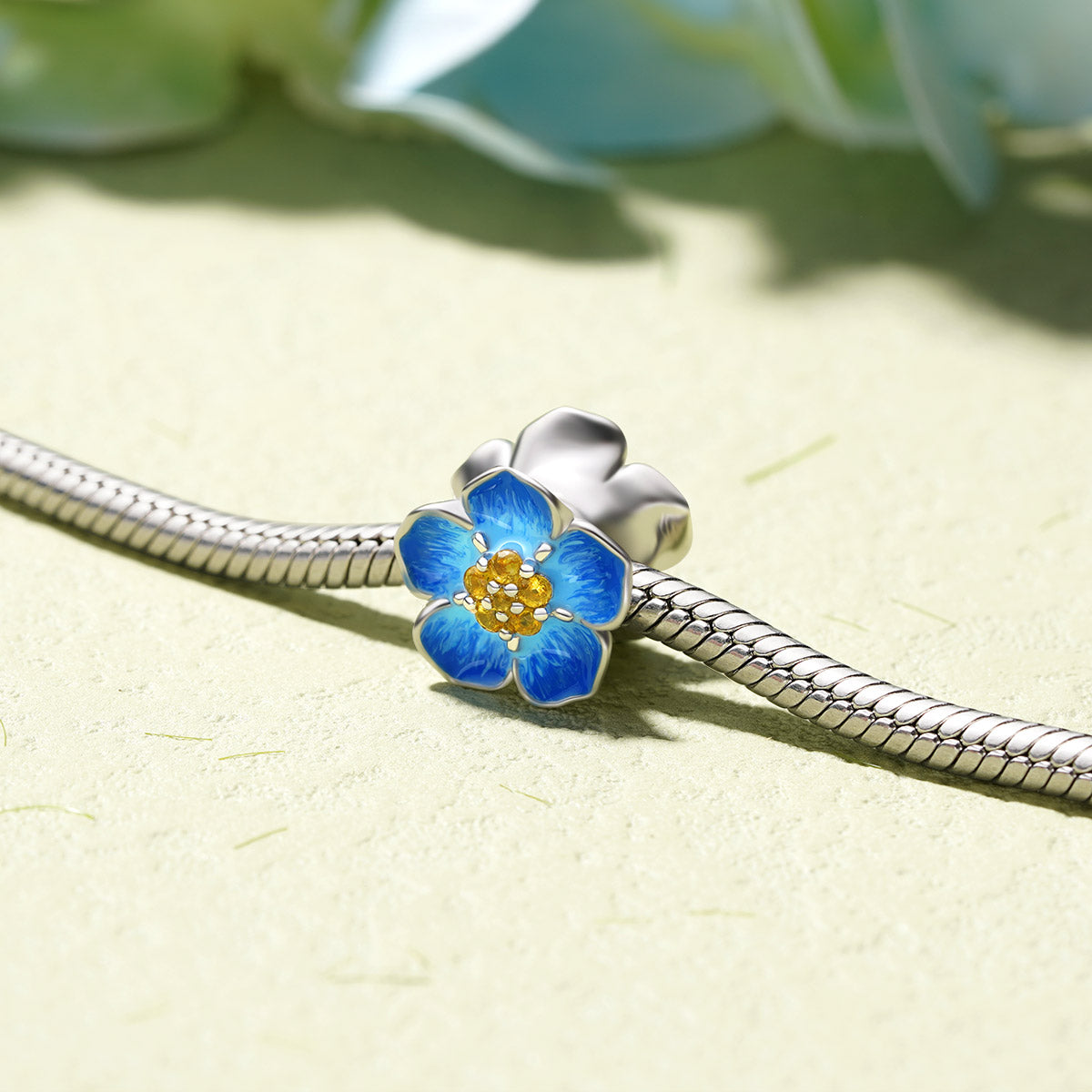 Gnoce Blue Forget-Me-Not Charm Platinum-plated Silver Blend_3