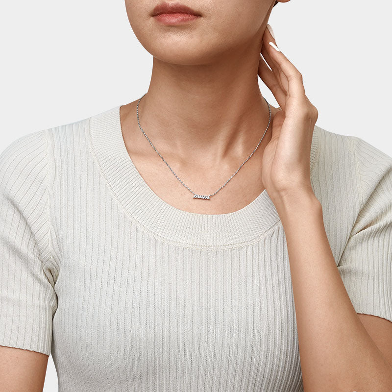 Gnoce Sparkling Mum Necklace Platinum-plated Silver Blend_5