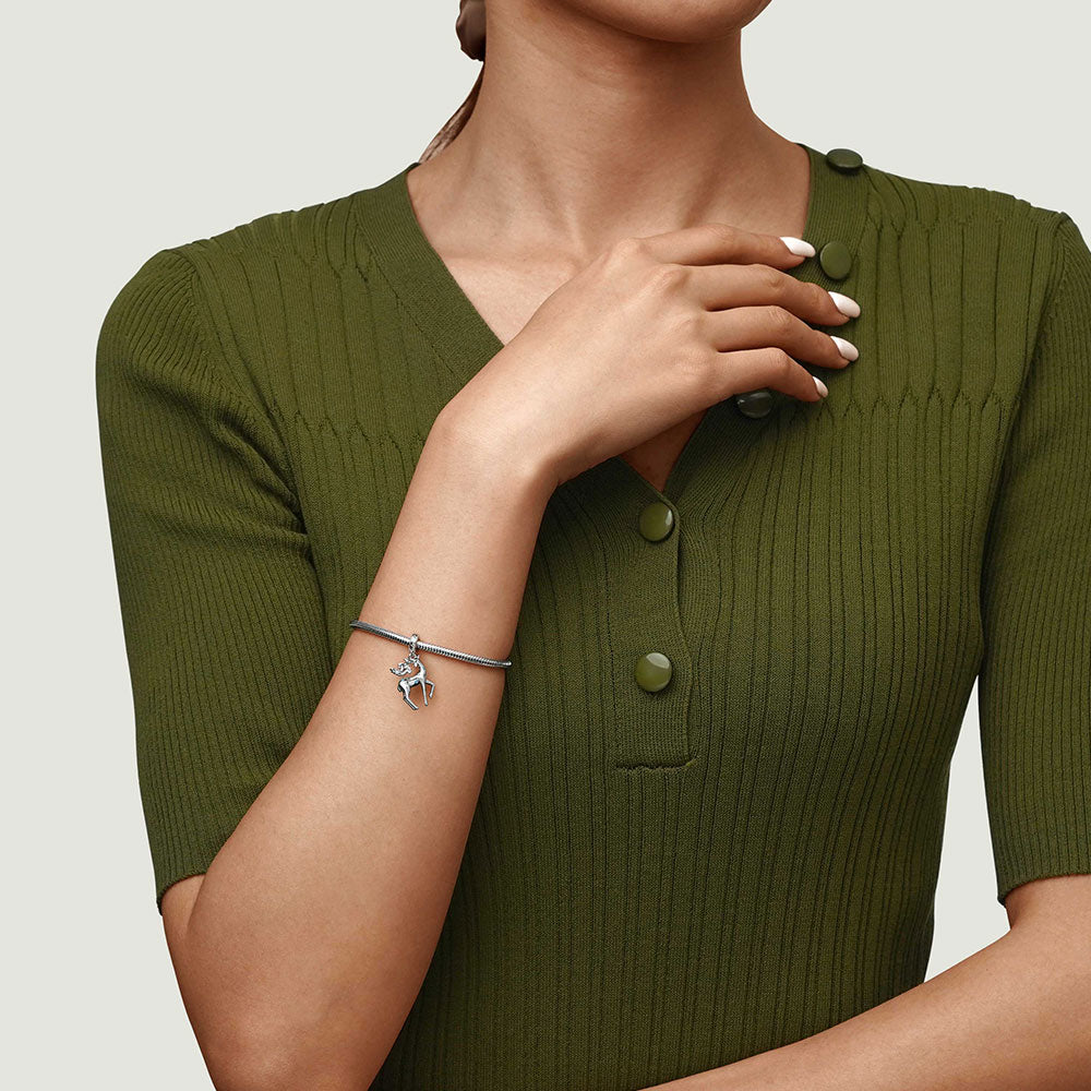 Gnoce Lovely Deer Charm Platinum-plated Silver Blend_4