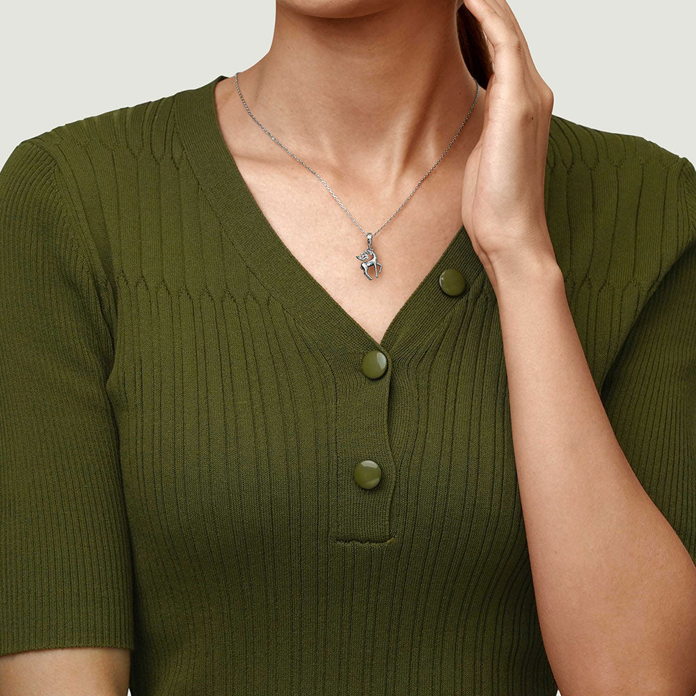 Gnoce Lovely Deer Charm Platinum-plated Silver Blend_6