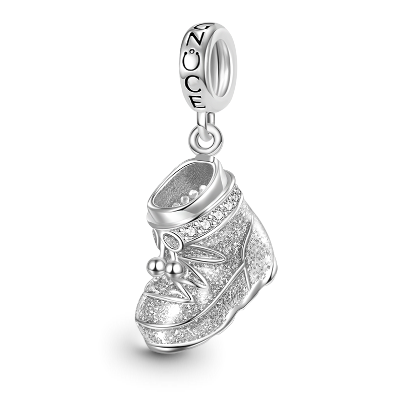 Gnoce Sparkling Snowshoes Charm Platinum-plated Silver Blend_1