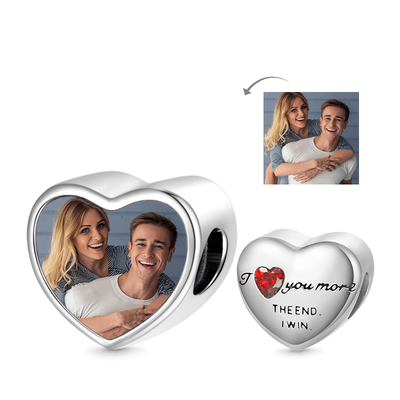 Gnoce Eternal Love Heart Personalized Photo Charm Platinum-plated Silver Blend_1