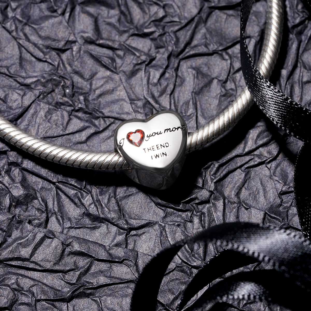 Gnoce Eternal Love Heart Personalized Photo Charm Platinum-plated Silver Blend_2