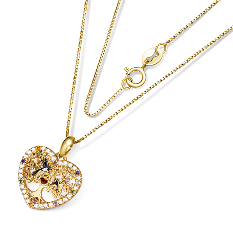 Gnoce Swallow Mom & Baby Tree of Life Necklace_2