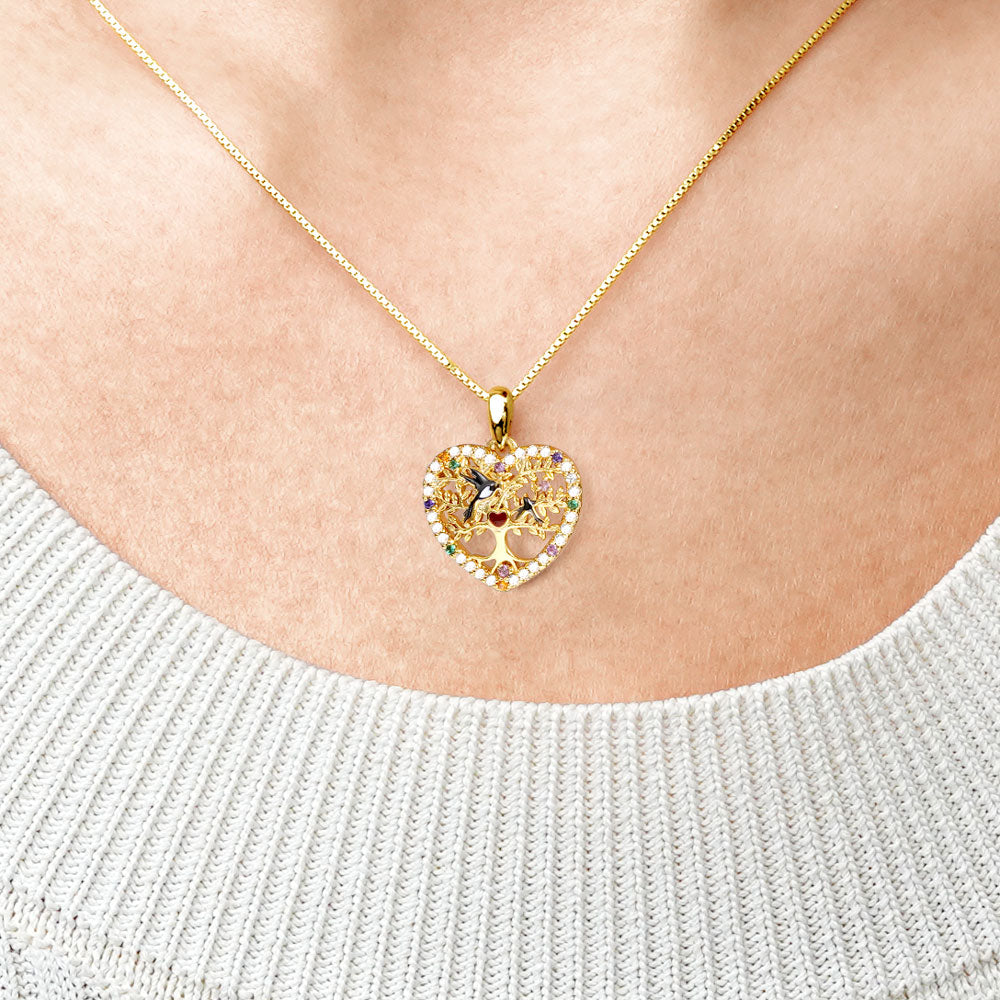 Gnoce Swallow Mom & Baby Tree of Life Necklace_4