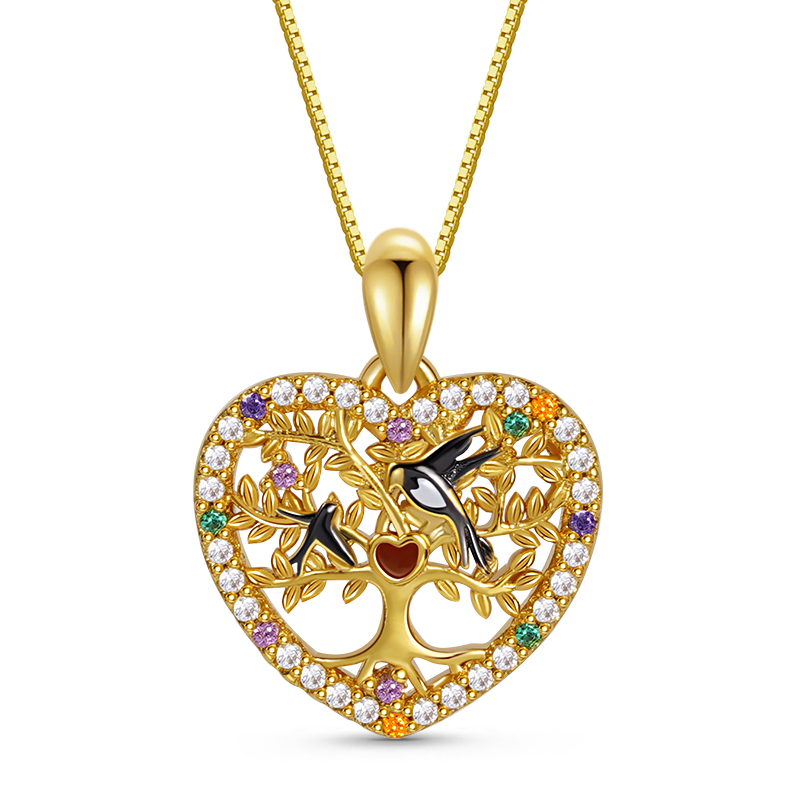 Gnoce Swallow Mom & Baby Tree of Life Necklace_1