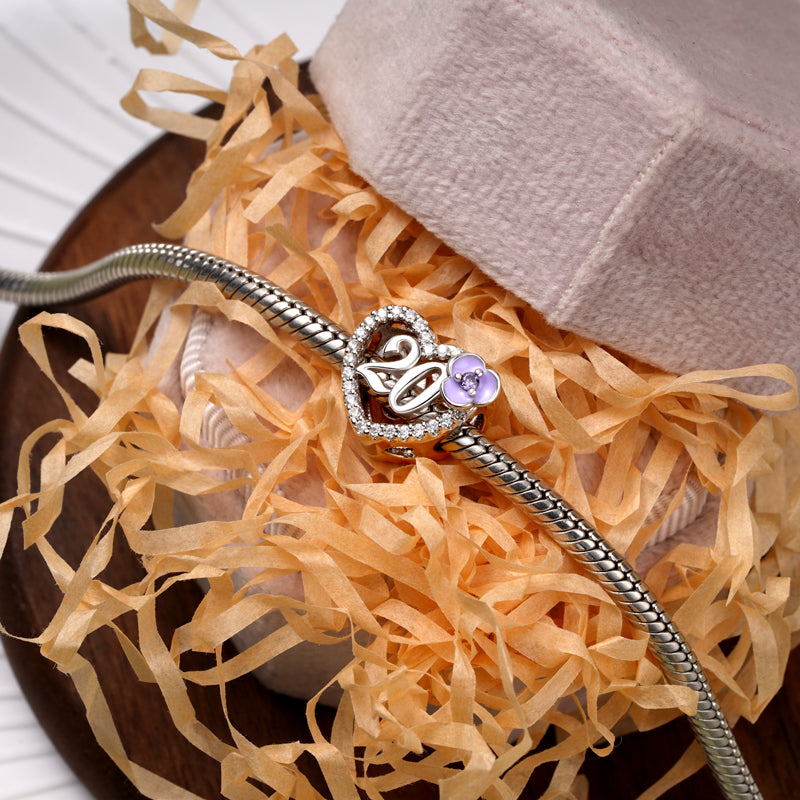 Gnoce Celebration 20th Birthday Heart Charm Platinum-plated Silver Blend_3