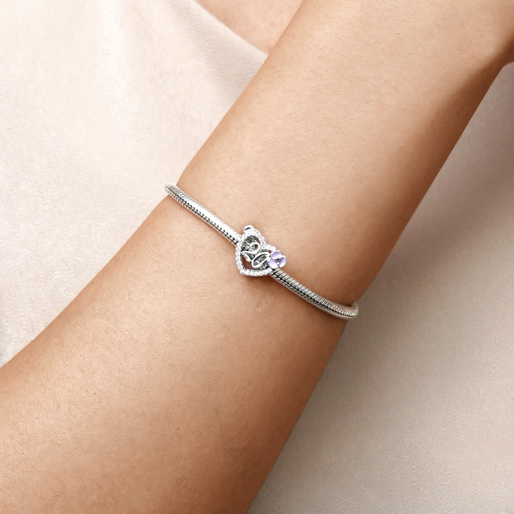 Gnoce Celebration 20th Birthday Heart Charm Platinum-plated Silver Blend_4