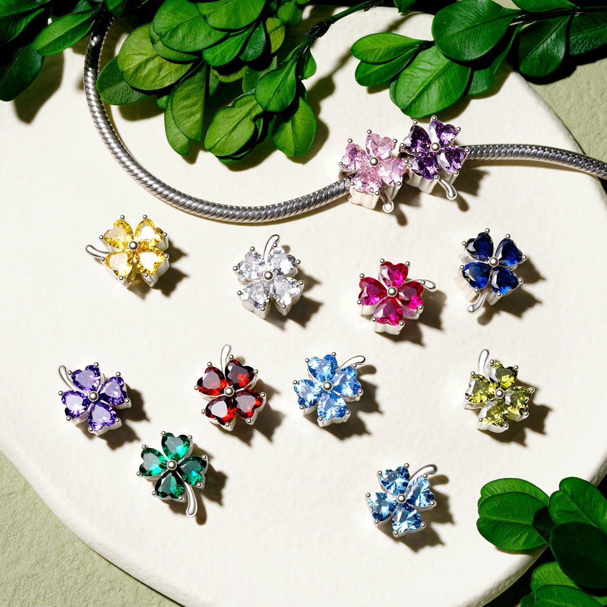Gnoce Lucky Four-leaf Clover Birthstone Charm_5
