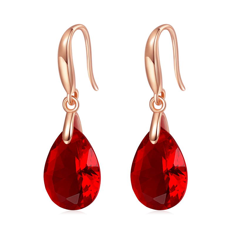 Gnoce Pear-shape Drop Birthstone Dangle Earrings 18K Rose Gold Plated_1