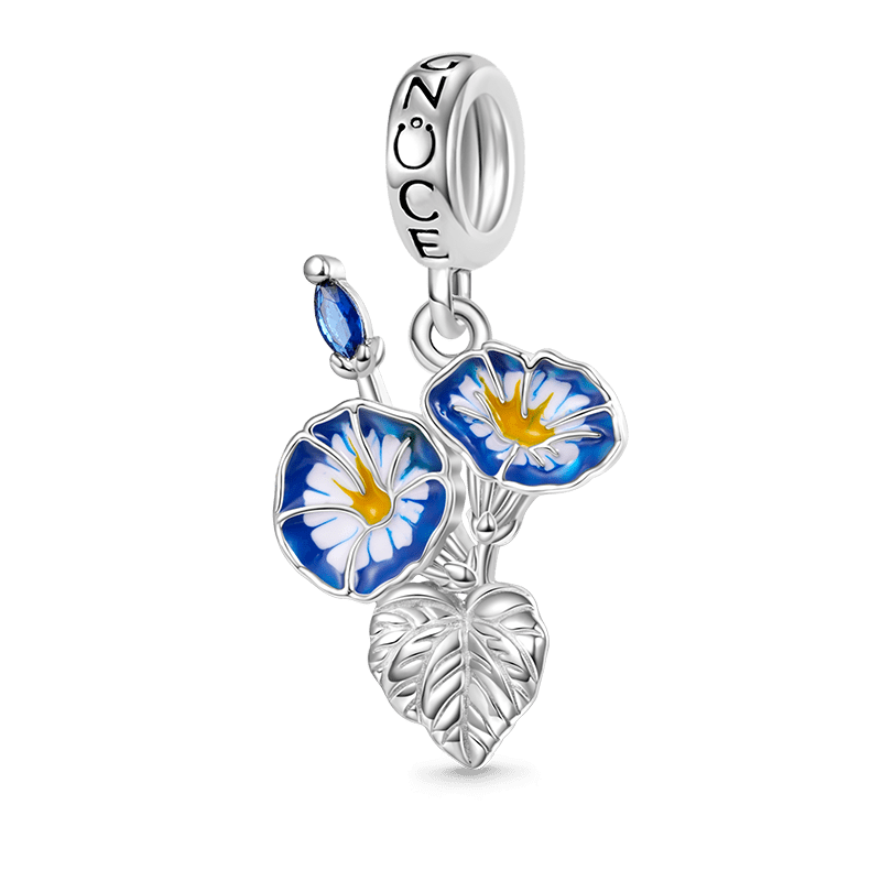 Gnoce Sept. Birthday Flower Morning Glory Charm Platinum-plated Silver Blend_1