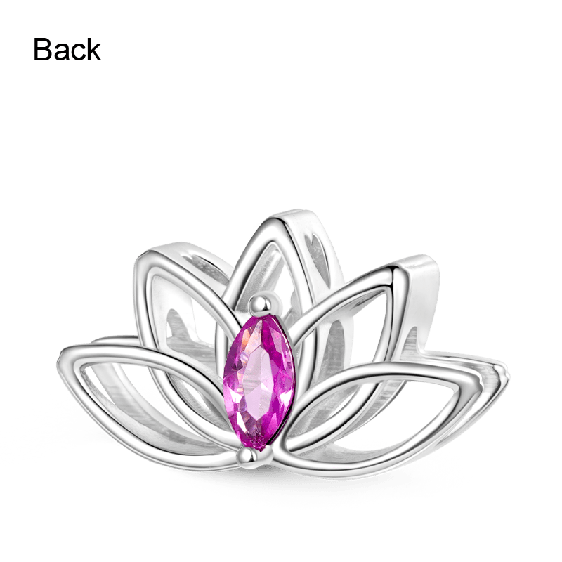 Gnoce Lotus Flower Birthstone Charm Platinum-plated Silver Blend_3