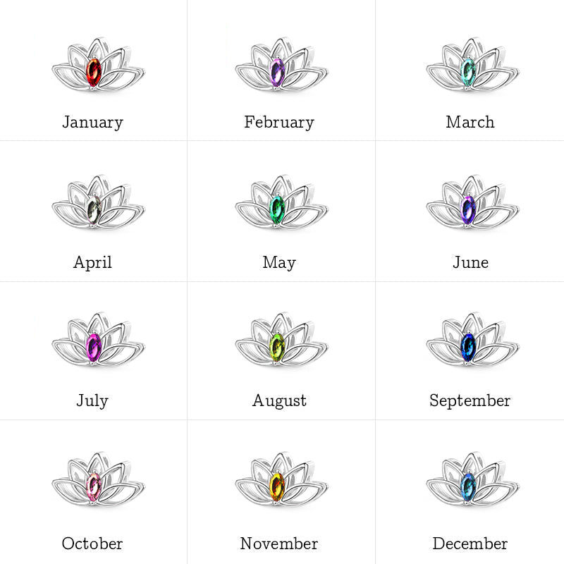 Gnoce Lotus Flower Birthstone Charm Platinum-plated Silver Blend_7