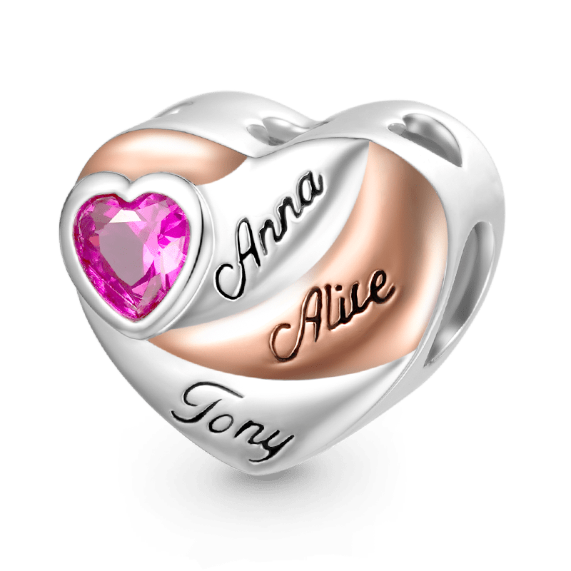 Gnoce Love Heart Engravable Charm Platinum-plated Silver Blend_1