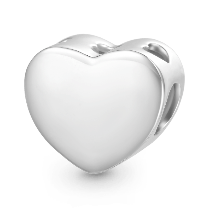 Gnoce Love Heart Engravable Charm Platinum-plated Silver Blend_2