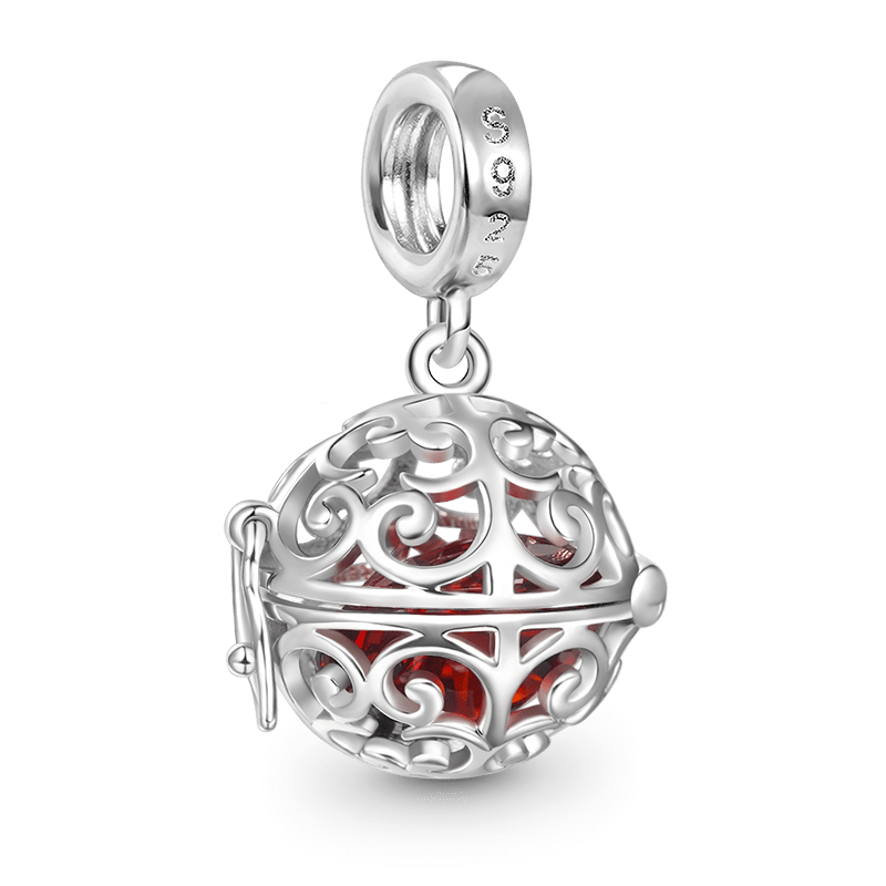 Gnoce Easter Egg Openable Birthstone Charm Platinum-plated Silver Blend_3