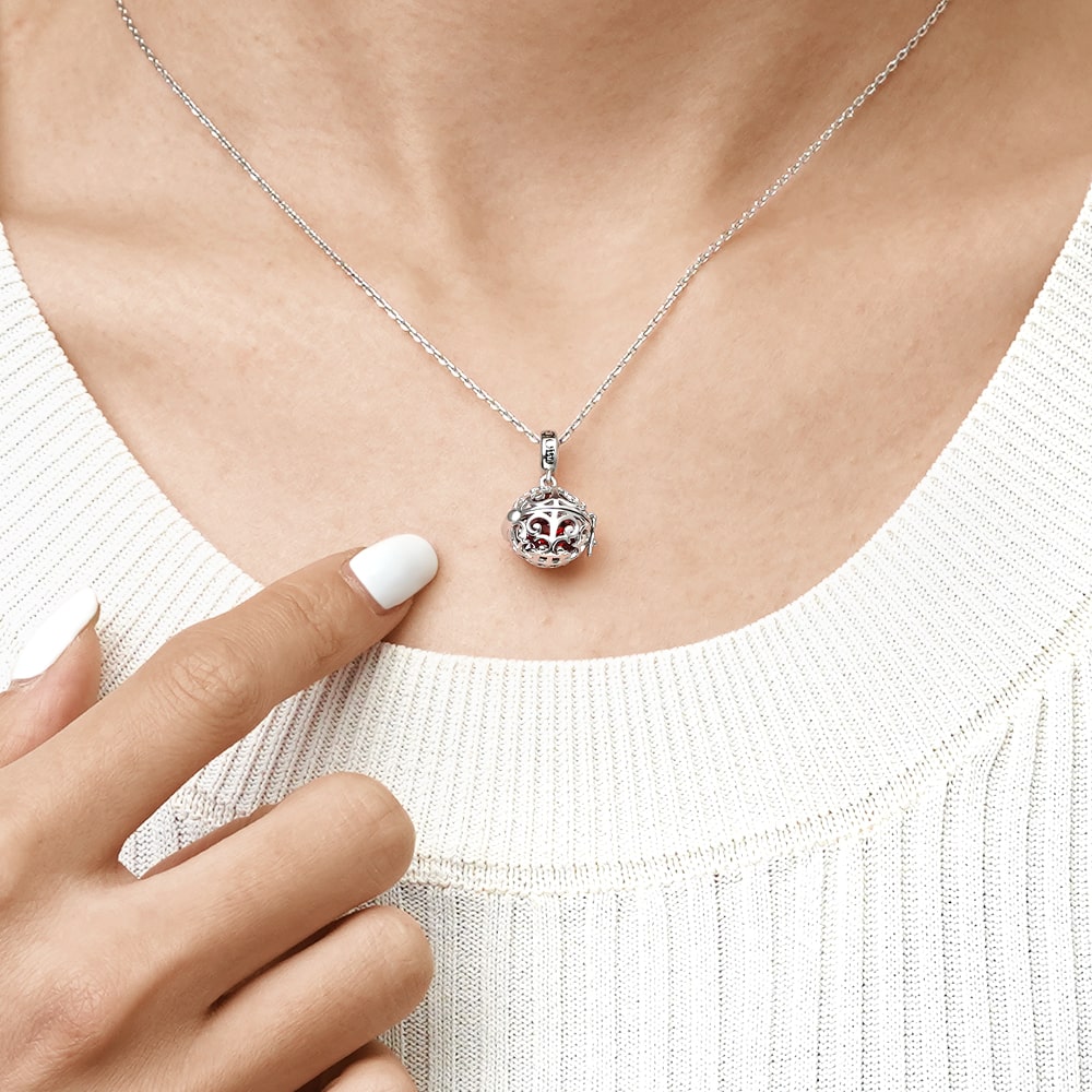 Gnoce Easter Egg Openable Birthstone Charm Platinum-plated Silver Blend_8