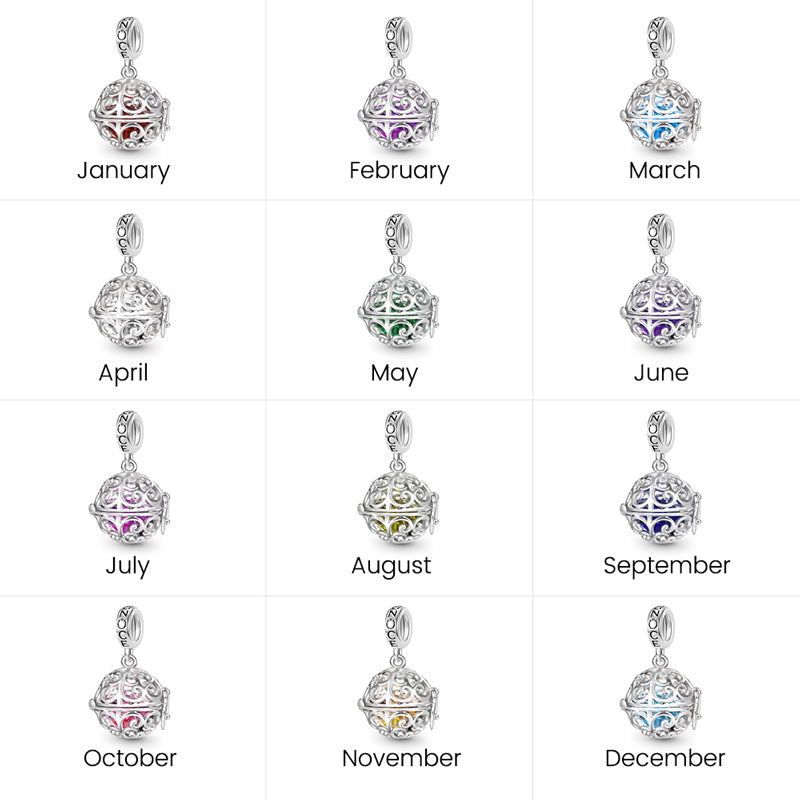 Gnoce Easter Egg Openable Birthstone Charm Platinum-plated Silver Blend_9