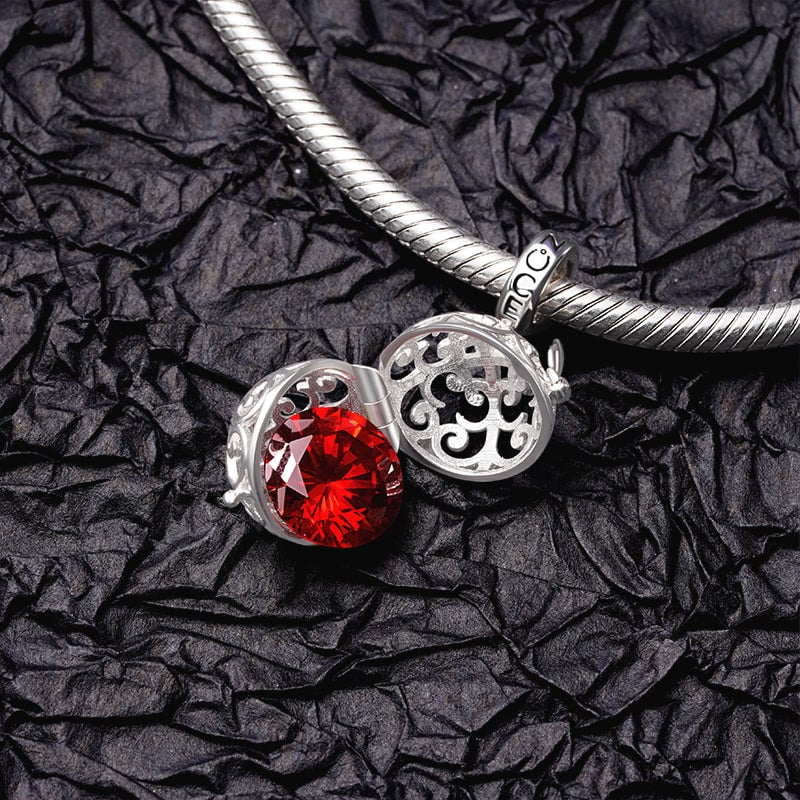 Gnoce Easter Egg Openable Birthstone Charm Platinum-plated Silver Blend_4
