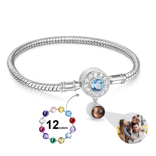 Gnoce Projection Birthstone Basic Snake Chain Bracelet_1