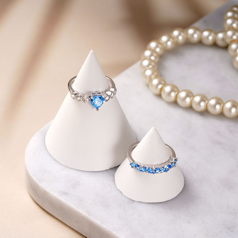 Gnoce Heart Cut Stackable Ring Set Platinum-plated Silver Blend_3