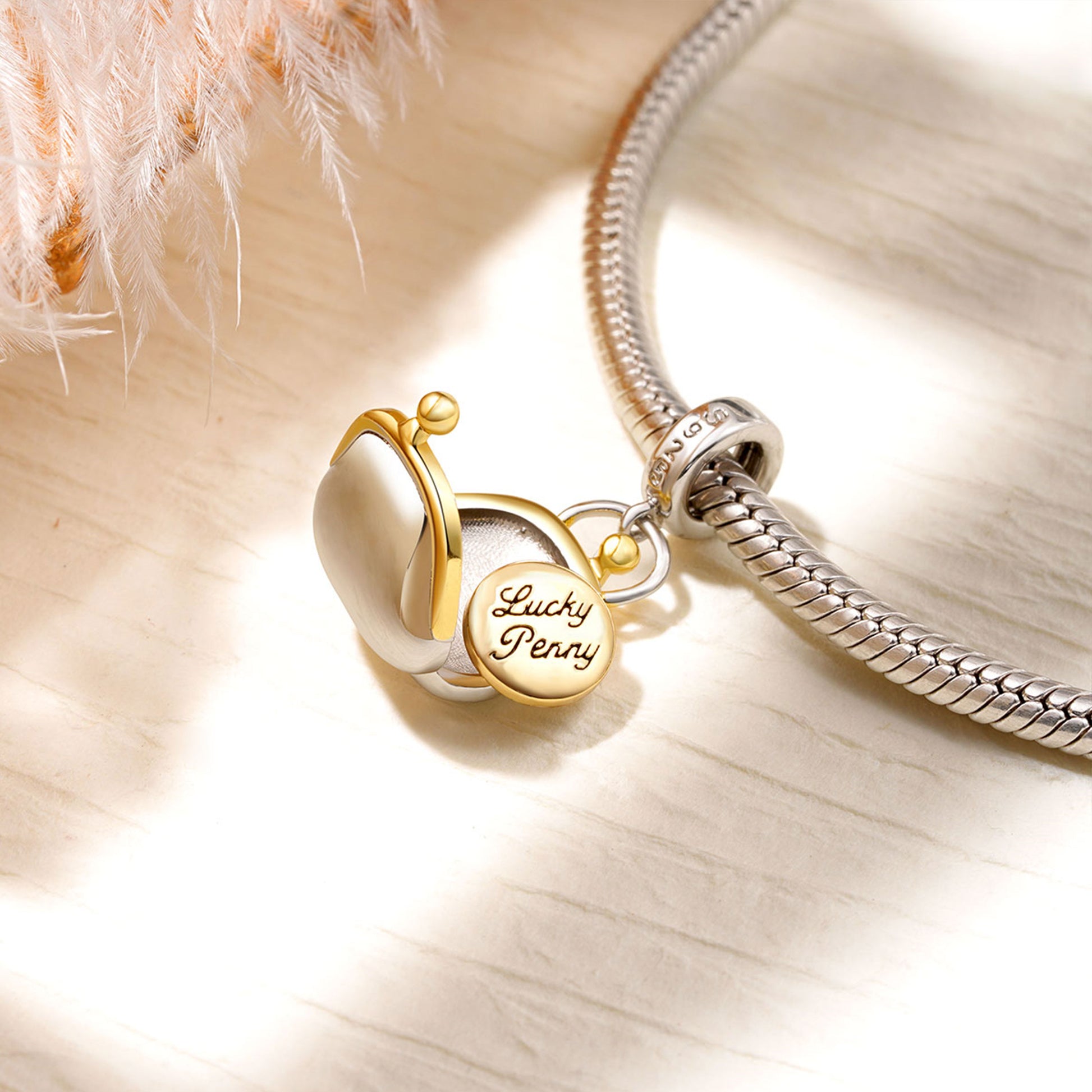 Gnoce Openable Purse & Lucky Penny Charm Platinum-plated Silver Blend_3