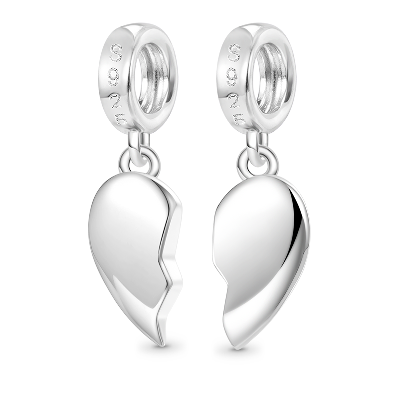 Gnoce Matching Heart Initial Letters Personalized Charm Platinum-plated Silver Blend_2