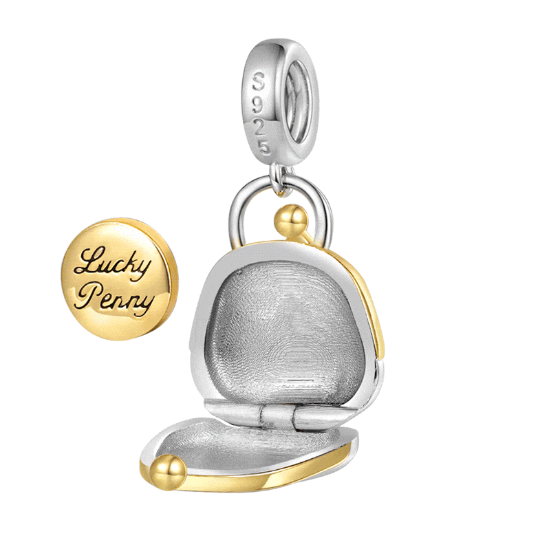 Gnoce Openable Purse & Lucky Penny Charm Platinum-plated Silver Blend_1